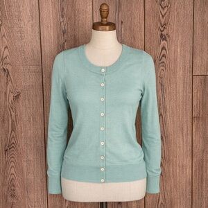J.Crew 100% Merino Wool Cardigan XS Mint Green Button Front Sweater